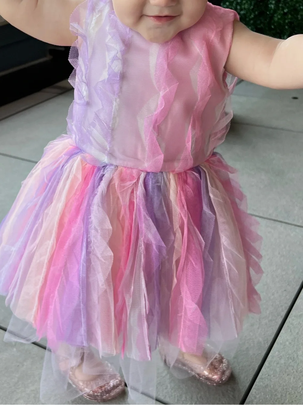 Toddler' Pastel Rainbow Tulle Dress Costume - Pink & Purple